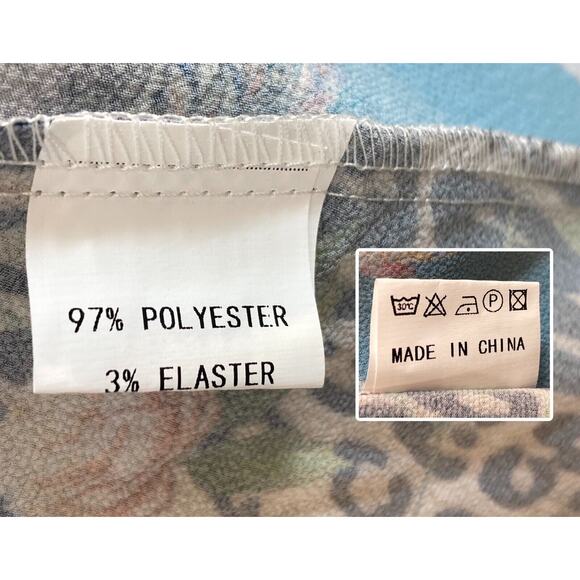 Open Front Sleeveless Duster Cardigan L Asymmetrical Leopard Floral Boho Western - Picture 12 of 13